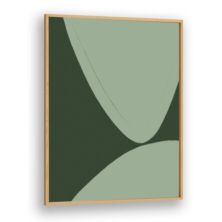GREEN CURVED SHAPES , ABSTRACT PAINTINGS