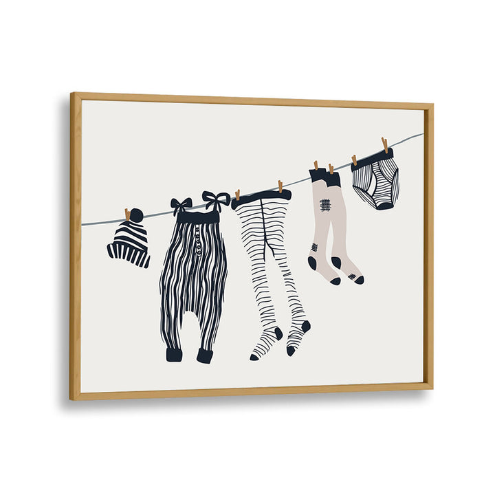Transform your space with LAUNDRY ROOM, KIDS ROOM PAINTINGS showcasing playful clothes on a line, perfect for kids' decor.