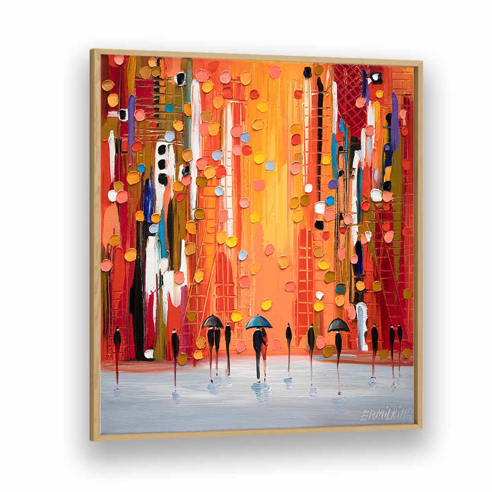 HOT RAINY SUNSET , MODERN IMPRESSIONISM PAINTINGS