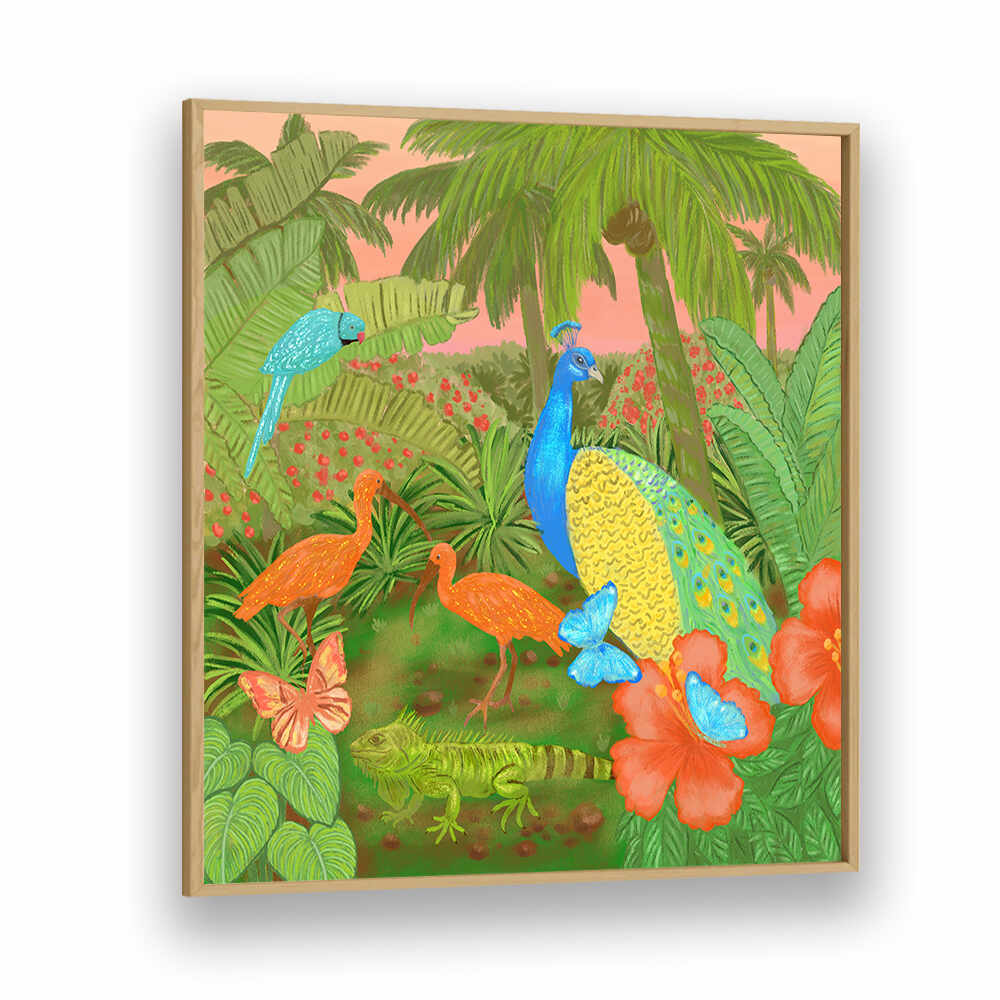JUNGLE PARADISE SCENE , ANIMAL PAINTINGS