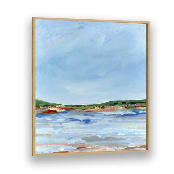 Serene LAKE SIDE , LANDSCAPE PAINTINGS capturing vibrant blues and greens, perfect for nature lovers' decor.
