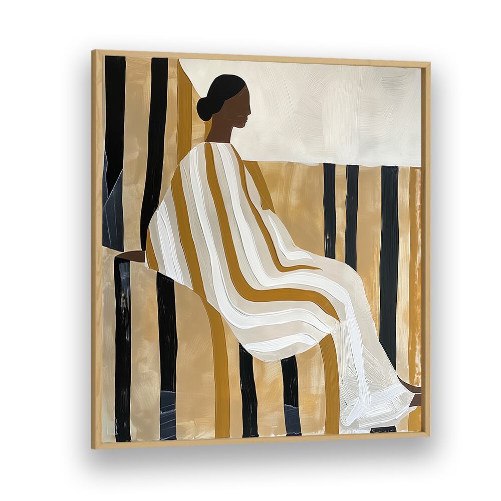 Elegant LADY IN STRIPES, PORTRAITS artwork featuring a serene figure in a striped design, perfect for modern decor.