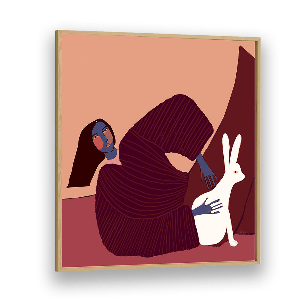 LADY AND RABBIT , PORTRAITS & FIGURATIVE ILLUSTRATIONS