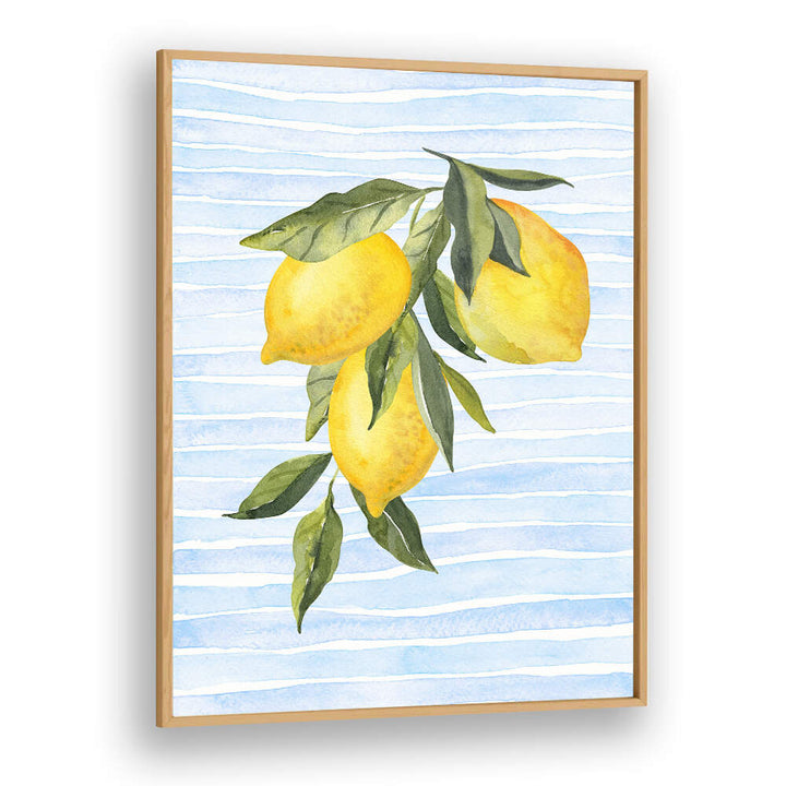 LEMONS ON STRIPES WATERCOLOR , KITCHEN POSTERS