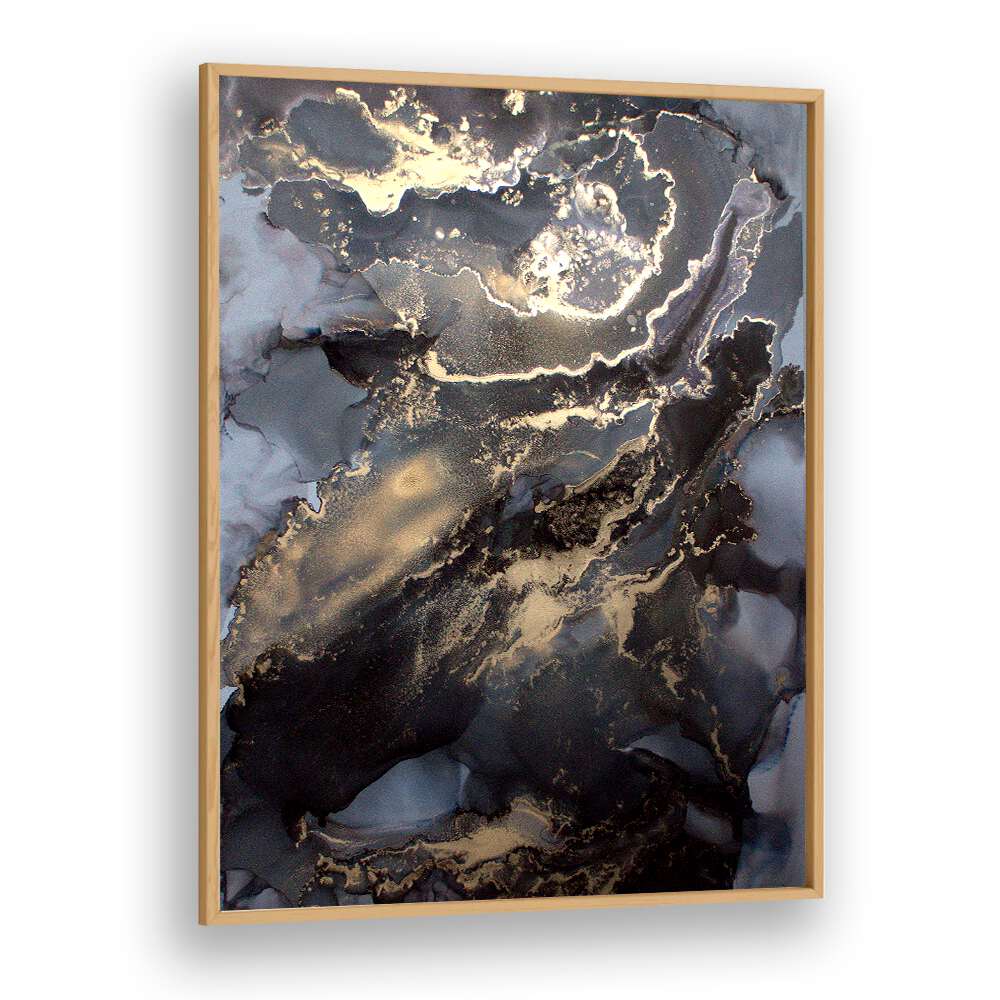 Stunning METALLIC FIRESTORM, ABSTRACT PAINTINGS featuring swirling dark hues and gold accents for elegant decor.