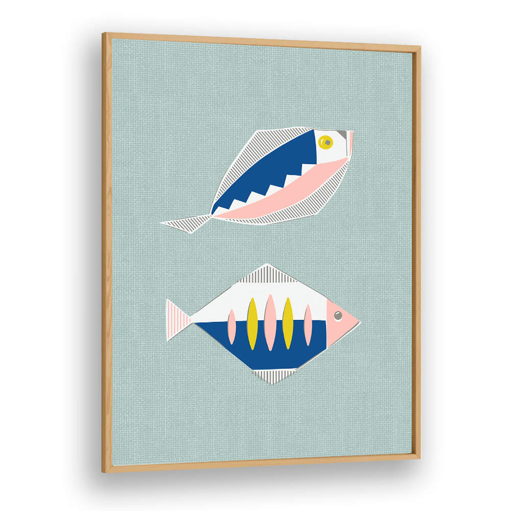 MID CENTURY KITCHEN FISHES MINT II , KITCHEN POSTERS