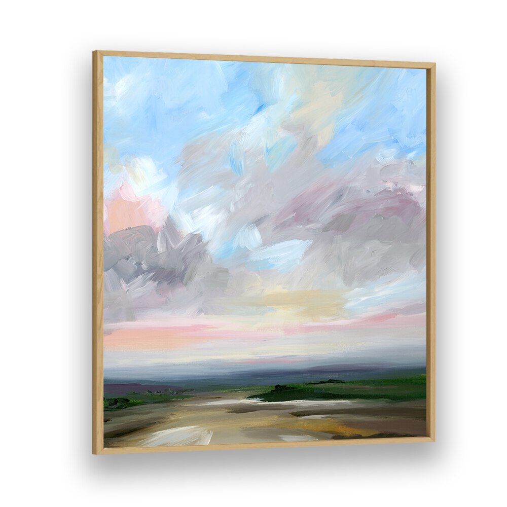 Vibrant sky and landscape capture the essence of adventure in OPEN ROAD, ABSTRACT PAINTINGS for modern nomads.
