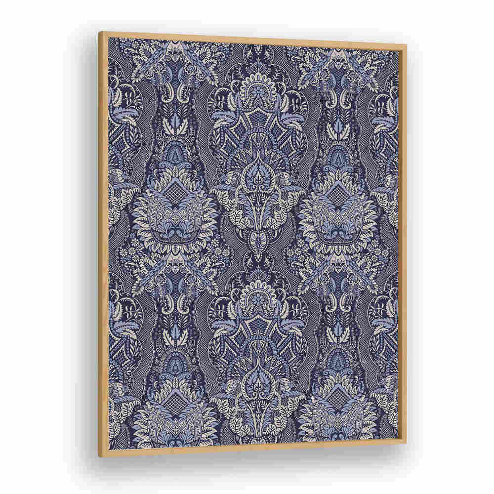 ORNATE FLORAL ELEGANCE MIDNIGHT BLUE , PATTERN ART PRINTS