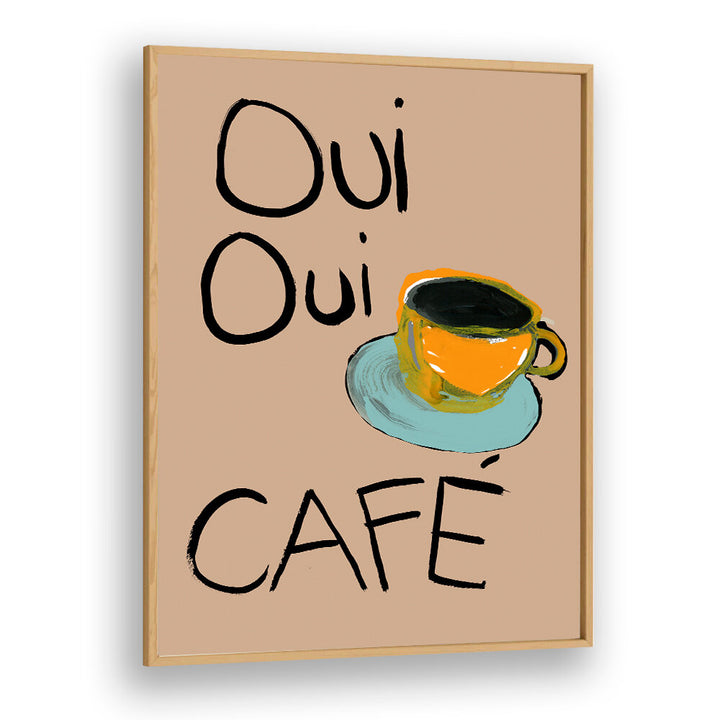 Brightly colored artwork featuring "OUI OUI CAFÉ, BAR" captures café culture for your living space.