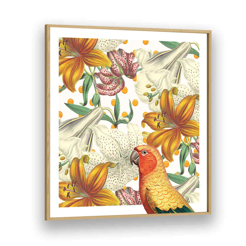 PARROT IN BLOOM , ANIMAL PAINTINGS