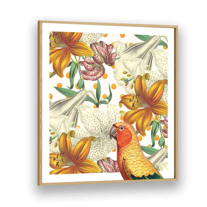 PARROT IN BLOOM , ANIMAL PAINTINGS