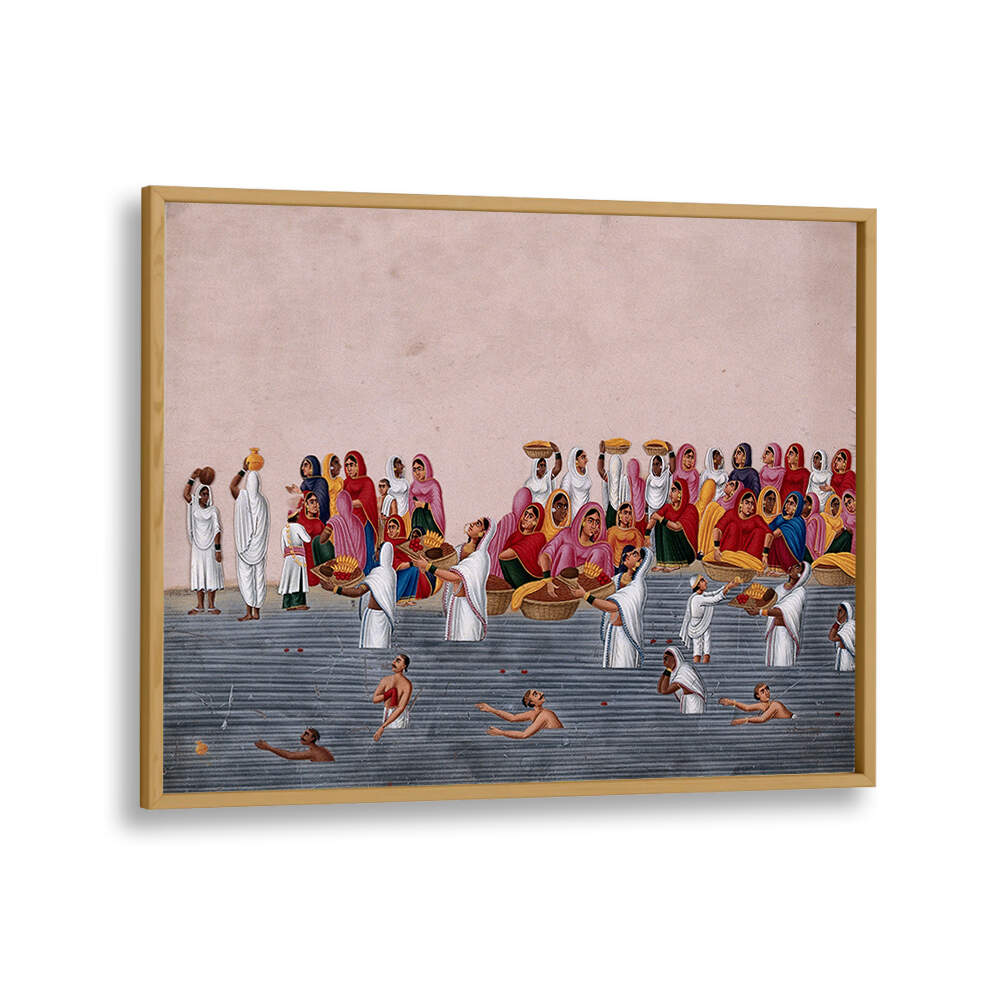PEOPLE BATHING AND PRAYING IN RIVER GANGA