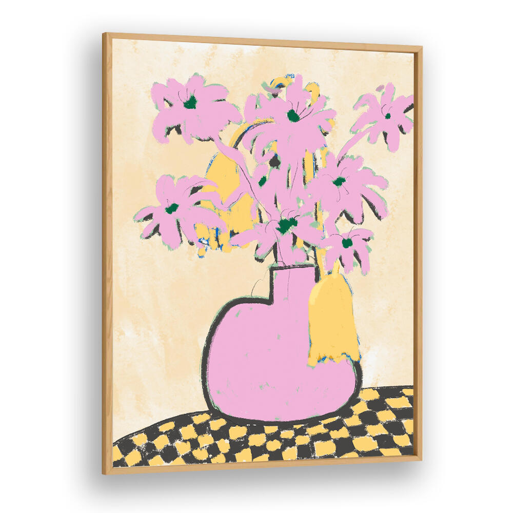 PINK FLOWERS IN A VASE , FLORAL FLOWER PAINTINGS
