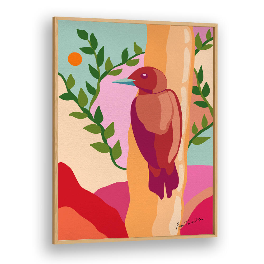 RUFUS WOODPECKER ABSTRACT ART