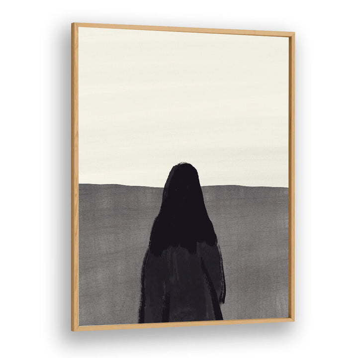 STANDING AGAINST A SERENE , ABSTRACT PAINTINGS