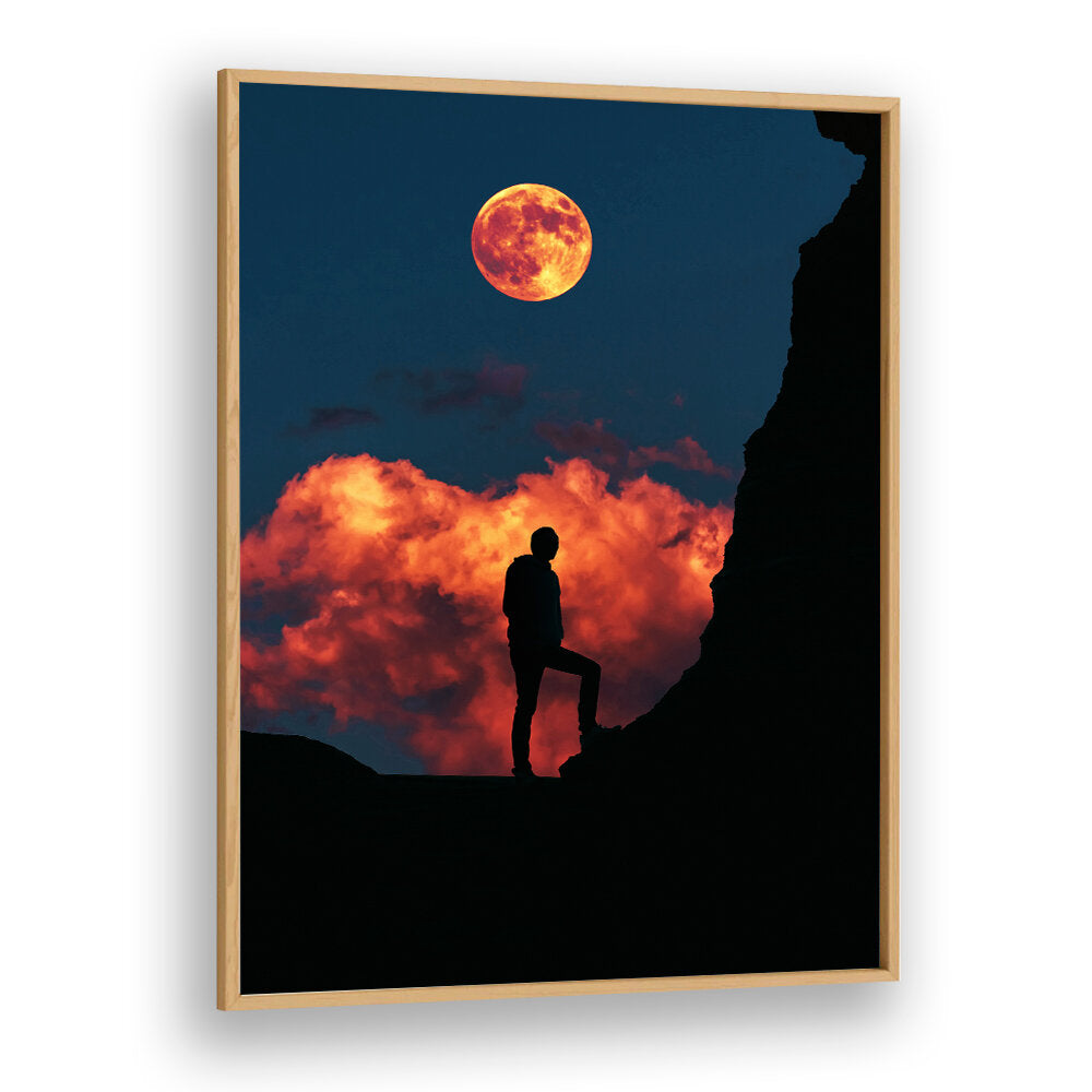 STANDING WITH MOON , SURREAL ART PRINTS
