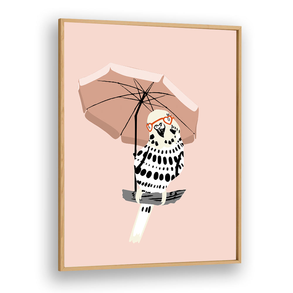 STYLISH BUDGIE UNDER UMBRELLA