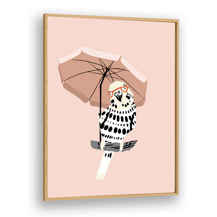 STYLISH BUDGIE UNDER UMBRELLA