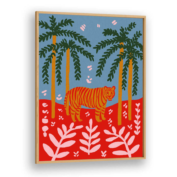 TIGER UNDER PALMS , ANIMAL PAINTINGS