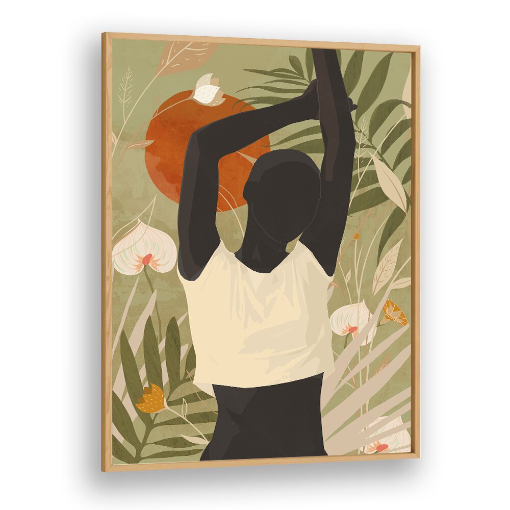 TROPICAL GIRL III, BOHO ART PAINTINGS showcases vibrant abstract art, perfect for enhancing bohemian decor in any space.