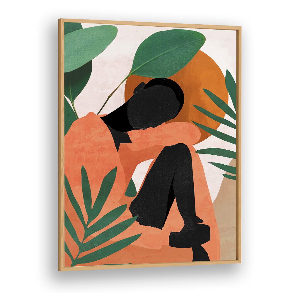 Vibrant TROPICAL GIRL SHAPE II, PORTRAITS artwork featuring abstract human form and lush greenery. Perfect for decor.