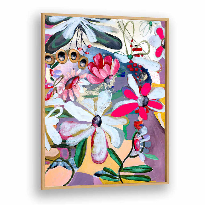 BOLD PINK AND WHITE PETALS , FLORAL FLOWER PAINTINGS