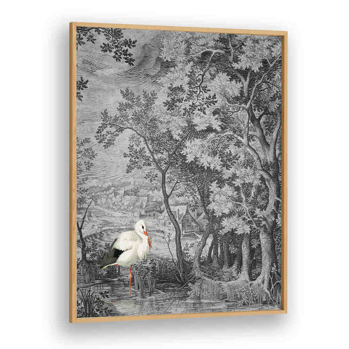 LANDSCAPE WITH STORK , ANIMAL PAINTINGS