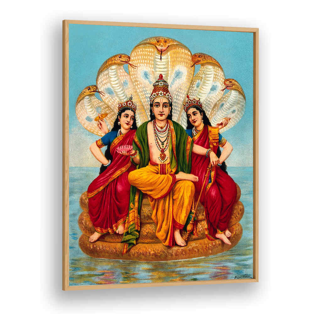 VISHNU FLANKED BY TWO WIVES