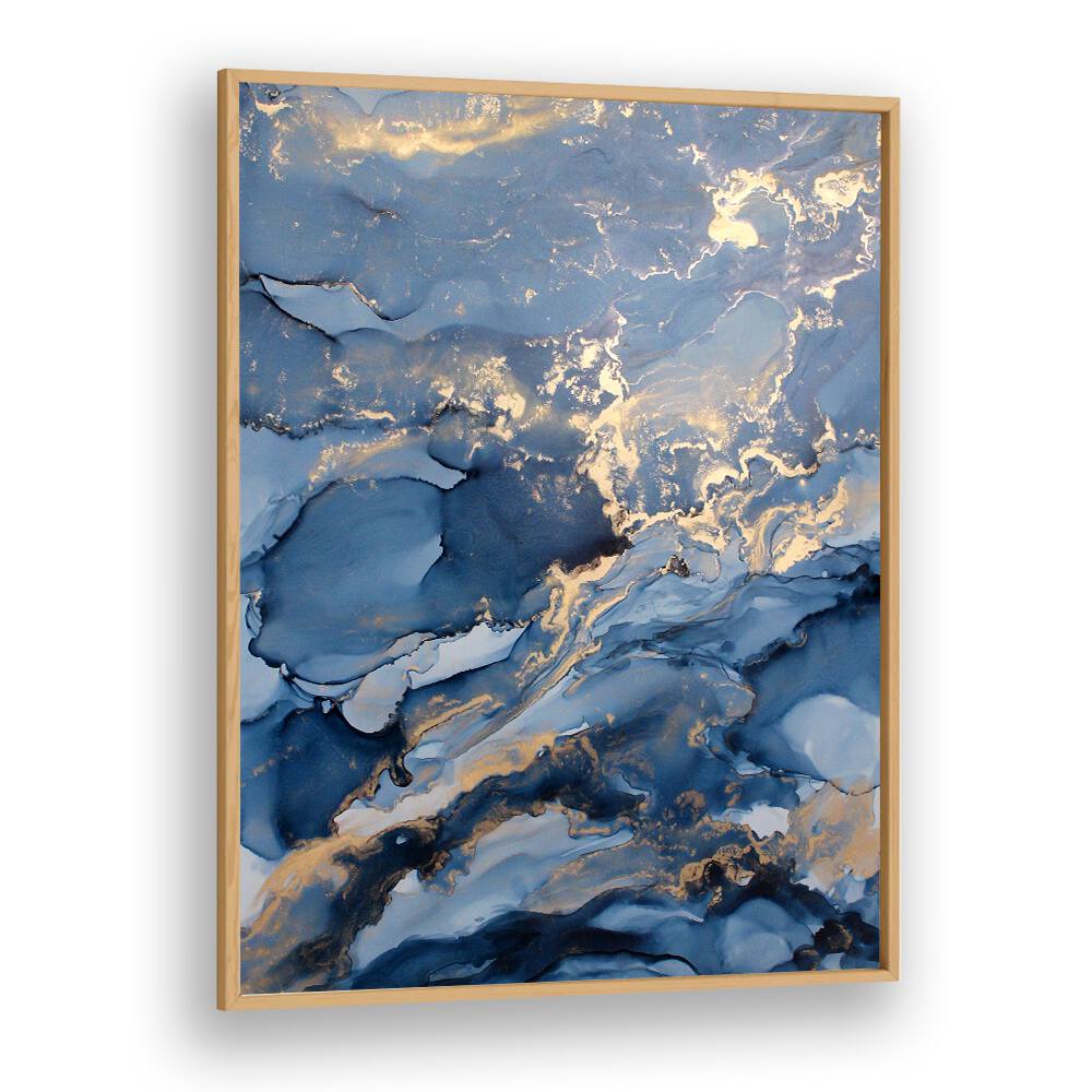 Stunning WAVES III, ABSTRACT PAINTINGS in deep blues and gold, perfect for modern decor from Oakwood Plain.