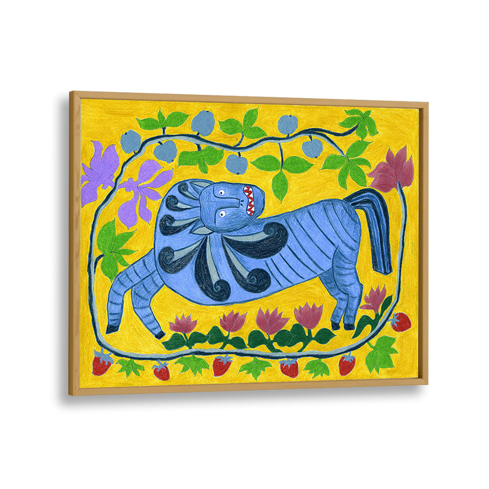 WHIMSICAL BLUE FOLK HORSE