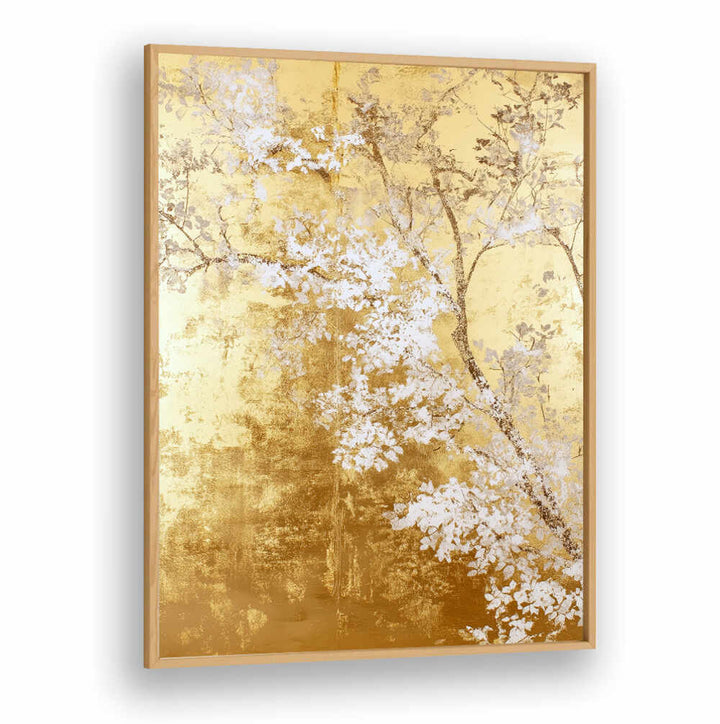 WHITE AND GOLD NATURE LANDSCAPE IV , FLORAL FLOWER PAINTINGS