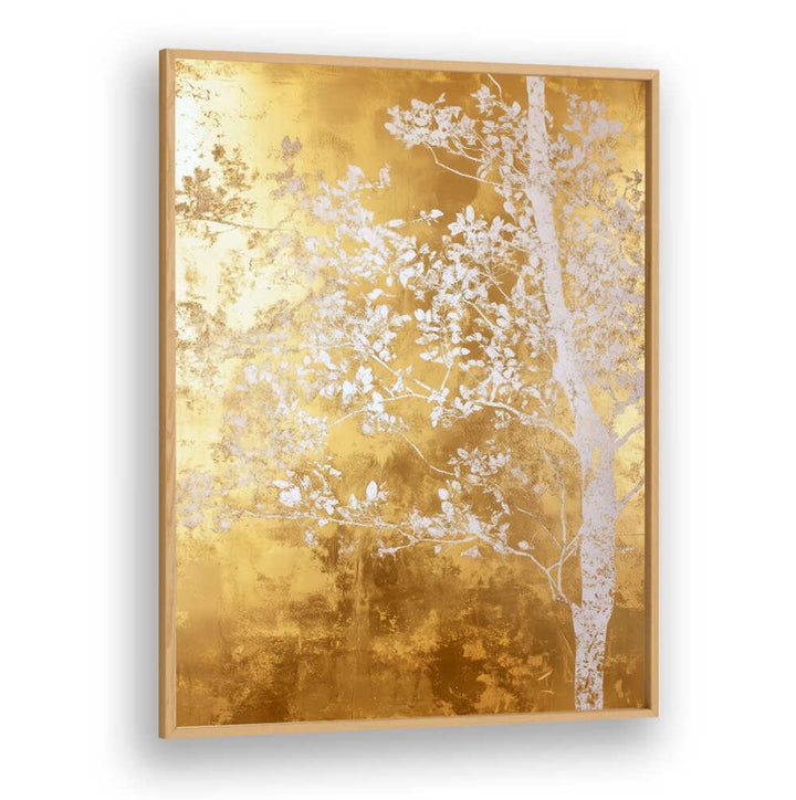 WHITE AND GOLD NATURE LANDSCAPE III , FLORAL FLOWER PAINTINGS