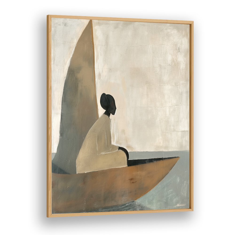 Elegant WOMAN ON BOAT, PORTRAITS artwork capturing serene moments on the water, perfect for any art lover's collection.