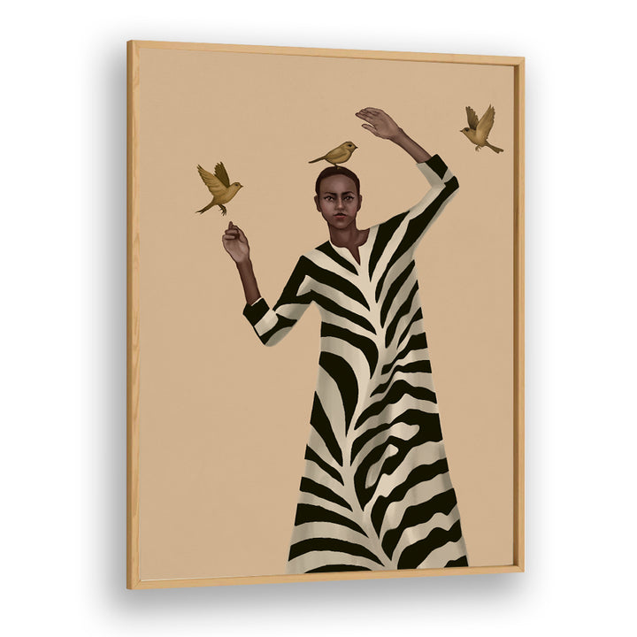WOMAN WITH BIRDS & ZEBRA, SURREAL ART PRINTS