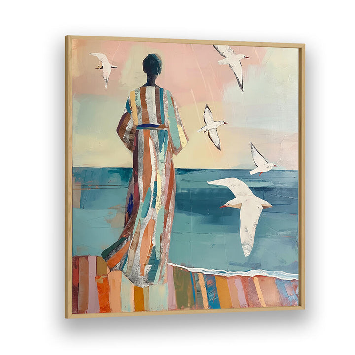 WOMAN AND SEAGULL , PORTRAITS & FIGURATIVE ILLUSTRATIONS