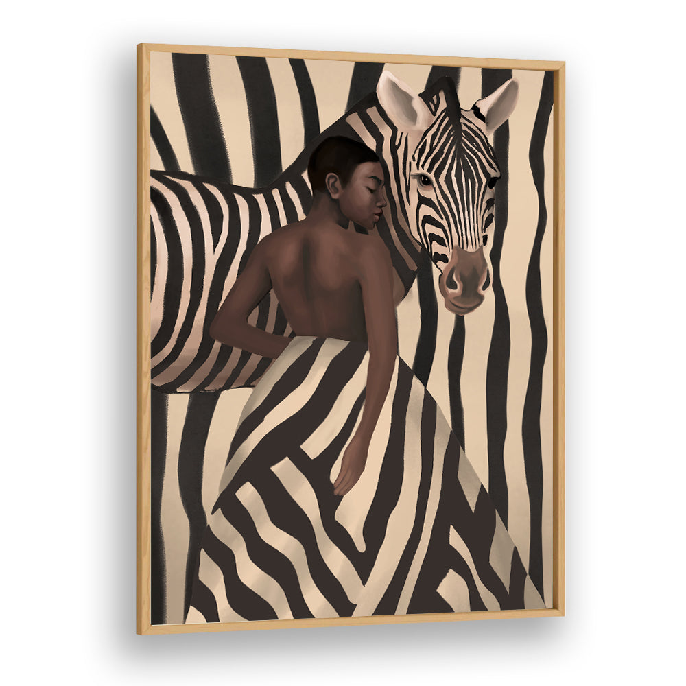 WOMAN AND ZEBRA, SURREAL ART PRINTS