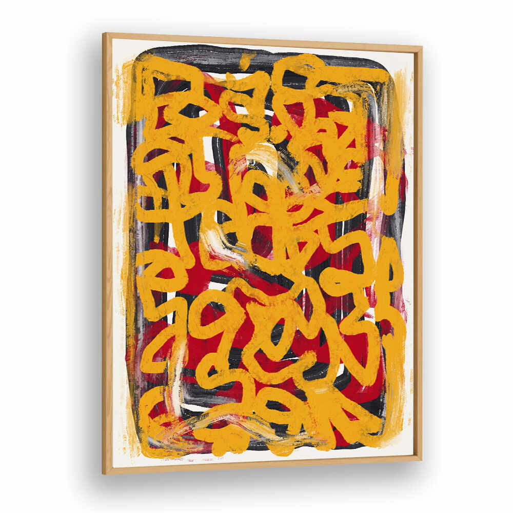YELLOW DOTTED LINE ART ABSTRACT , LINE ART PAINTINGS