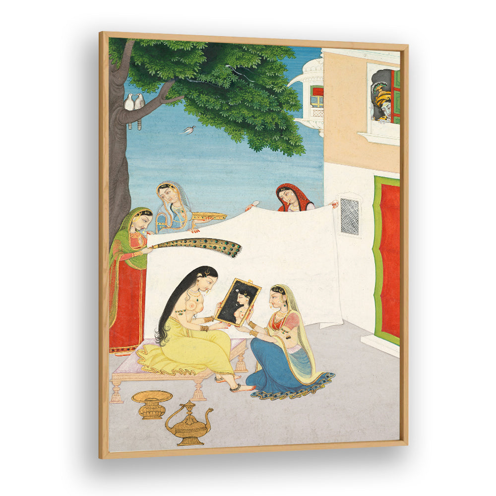 TOILETTE OF RADHA , INDIAN ART PAINTINGS