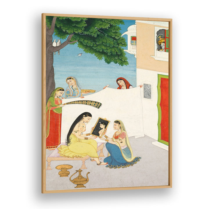 TOILETTE OF RADHA , INDIAN ART PAINTINGS