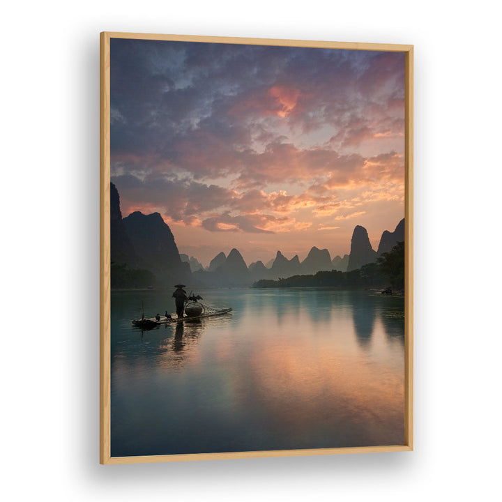 Stunning LI RIVER SUNRISE, PHOTOGRAPHY PRINTS showcasing peaceful waters and majestic mountains for your decor.