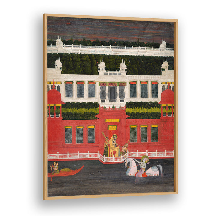 KRISHNA RECEIVES A FLOWER GARLAND , INDIAN ART PAINTINGS