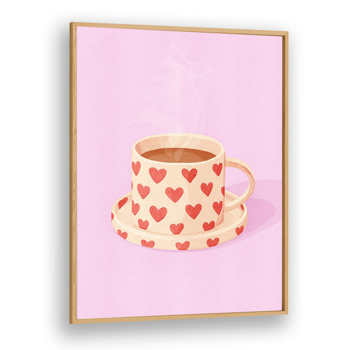 PINK HEART MUG WARM COFFEE