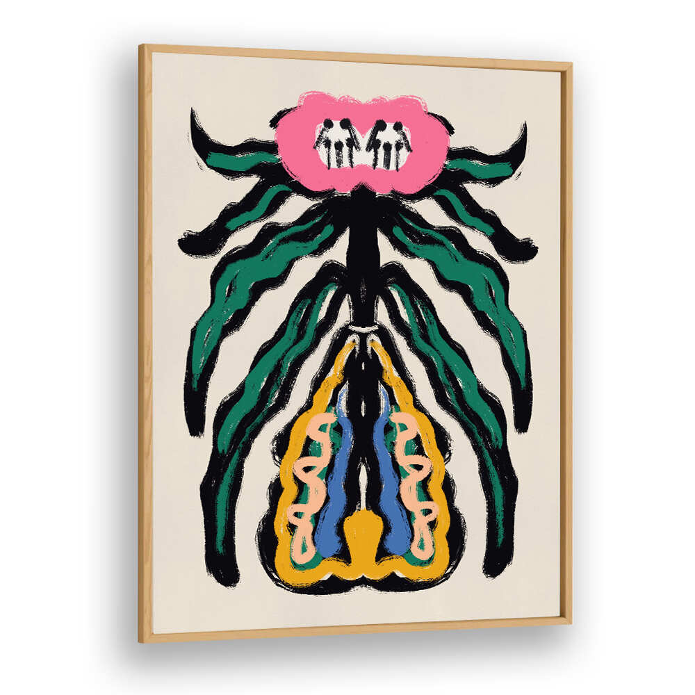 SYMMETRICAL DESIGN WITH A PINK FLOWER , FLORAL FLOWER PAINTINGS