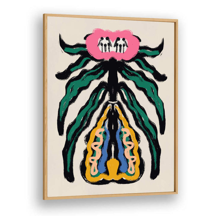 SYMMETRICAL DESIGN WITH A PINK FLOWER , FLORAL FLOWER PAINTINGS