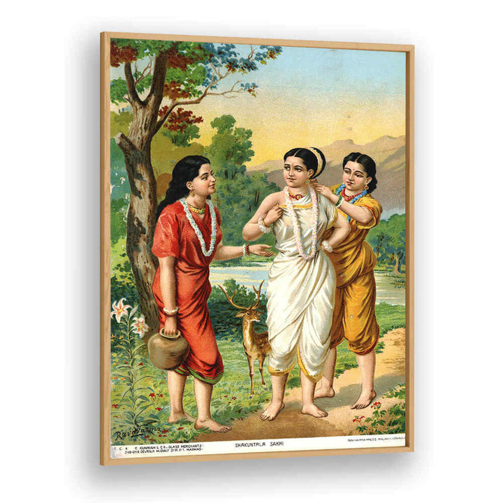 SHAKUNTALA AND SAKHIS , INDIAN ART PAINTINGS