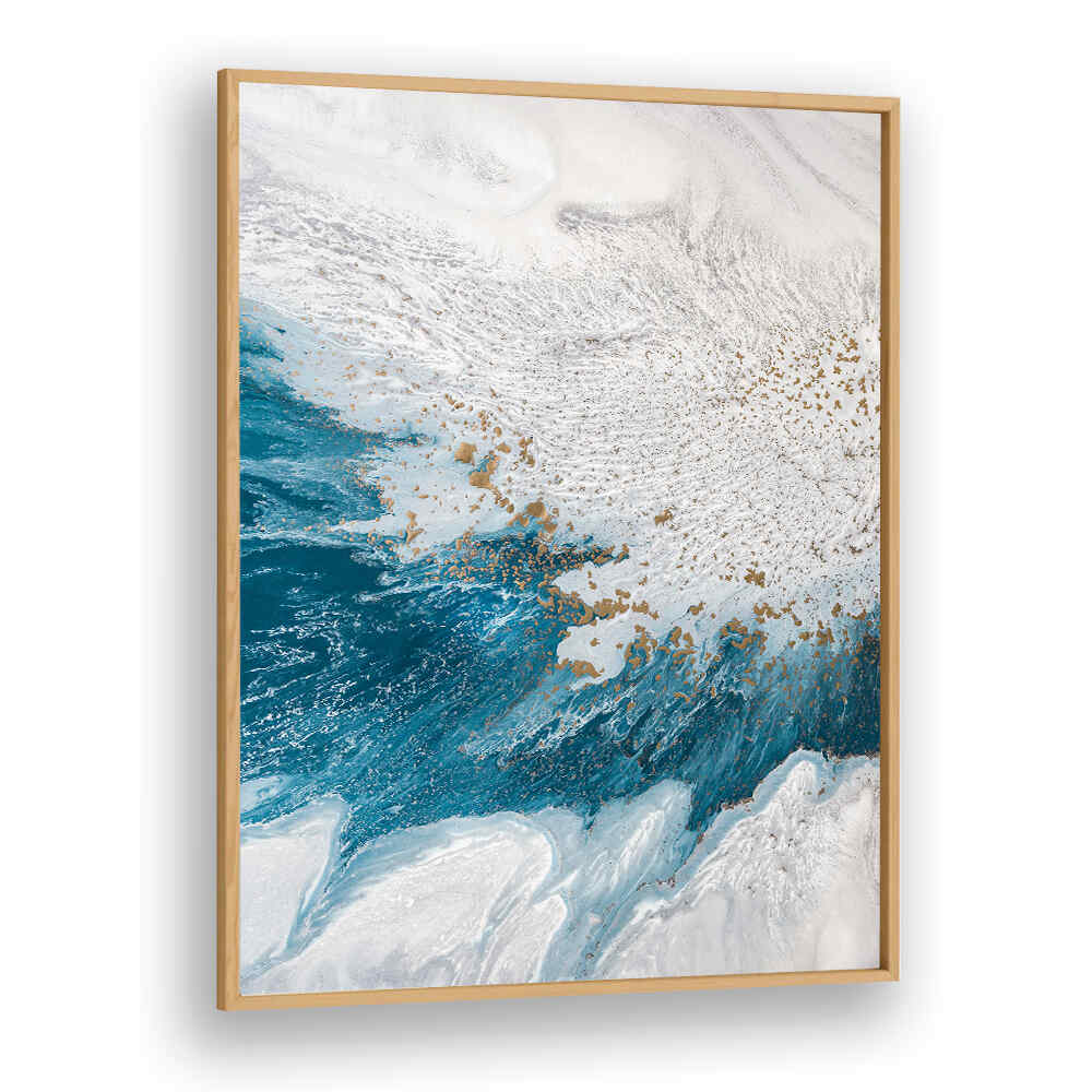 Vibrant DYNAMIC OCEAN FORMS, ABSTRACT PAINTINGS showcasing rich blues and golds to enhance any room's decor.