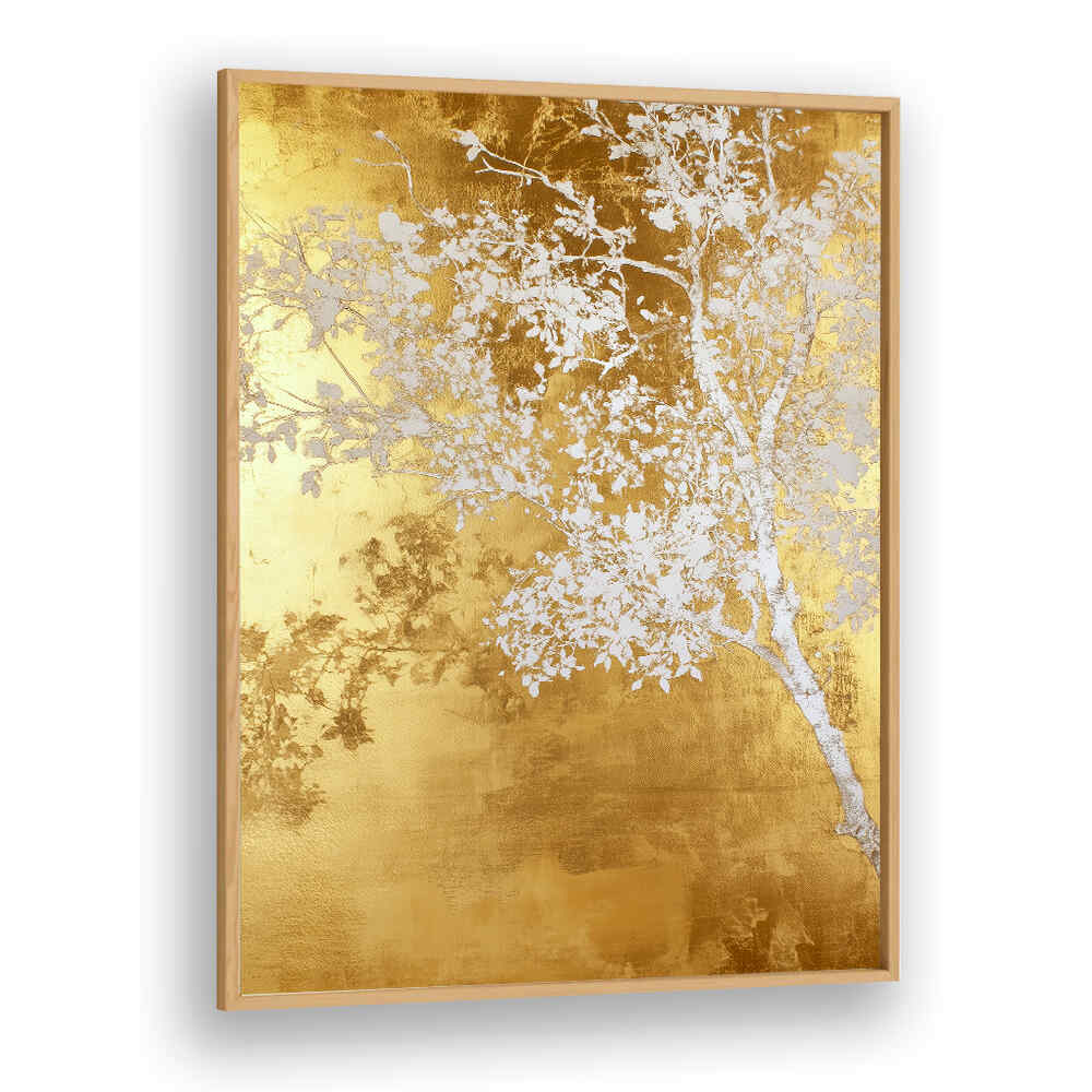 WHITE AND GOLD NATURE LANDSCAPE V , FLORAL FLOWER PAINTINGS