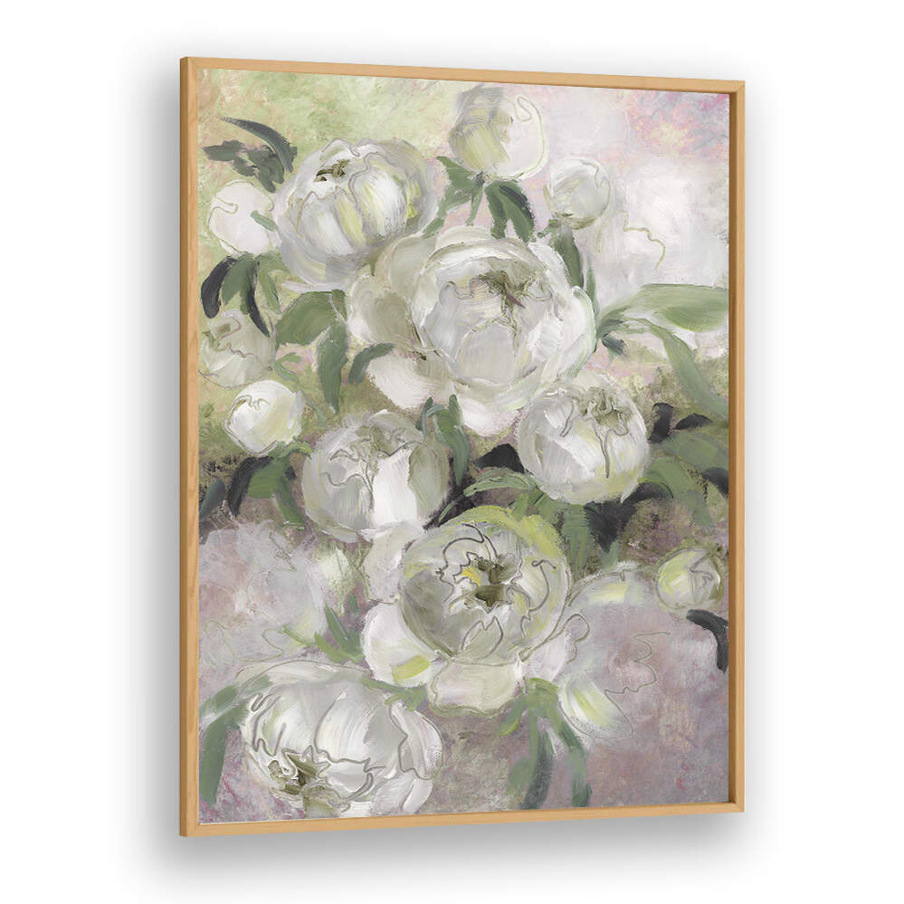 SADY PAINTERLY FLORALS IN GREEN , FLORAL FLOWER PAINTINGS