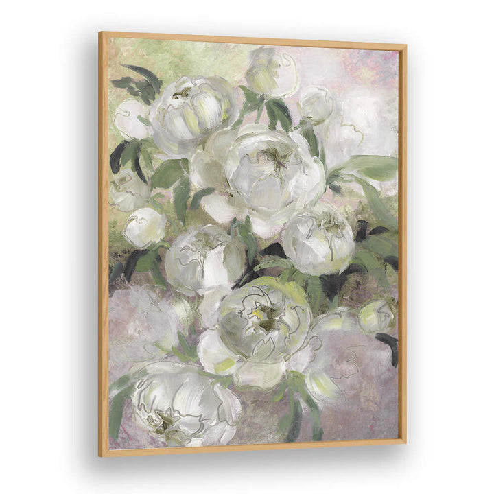 SADY PAINTERLY FLORALS IN GREEN , FLORAL FLOWER PAINTINGS