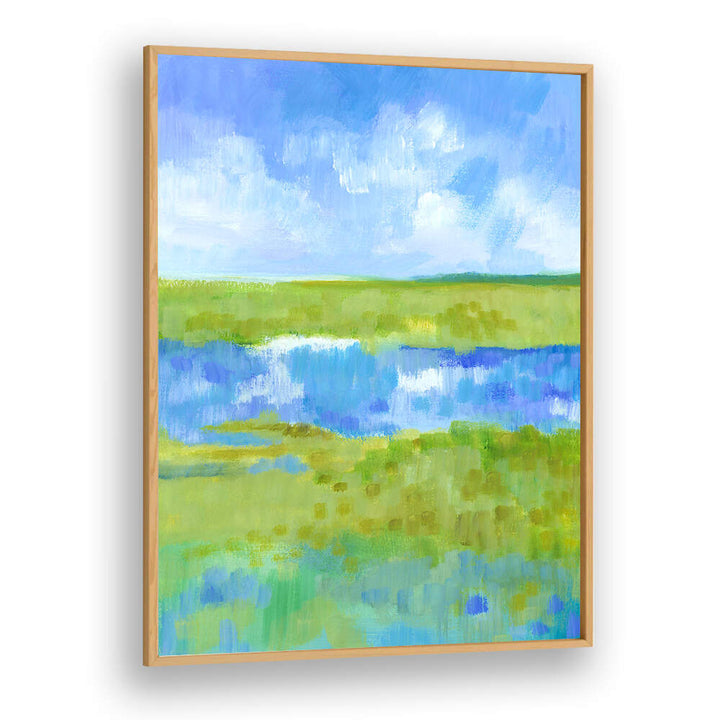 ABSTRACT GREEN BLUE LANDSCAPE , LANDSCAPE PAINTINGS